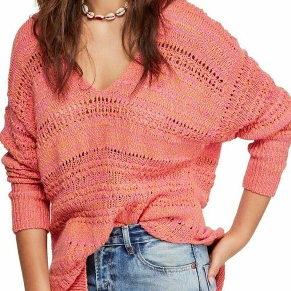 Free People Paloma Combo Tunic Sweater Womens Small Oversized Open Stitch NEW - Picture 1 of 8